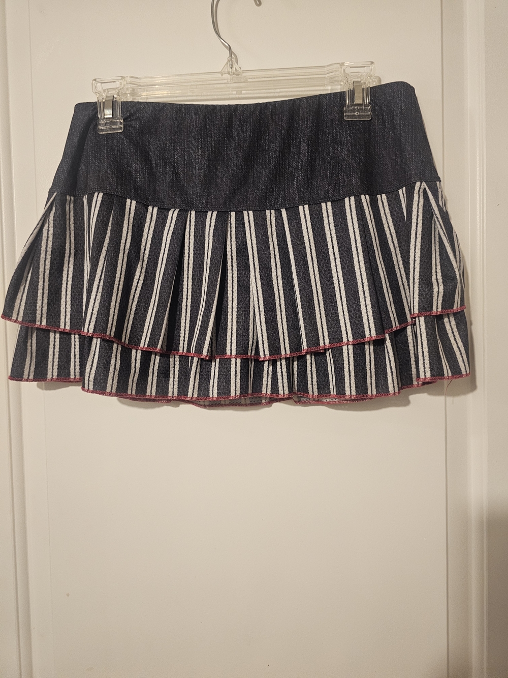 Striped Navy Ruffle Tennis/Pickleball Skirt - Women